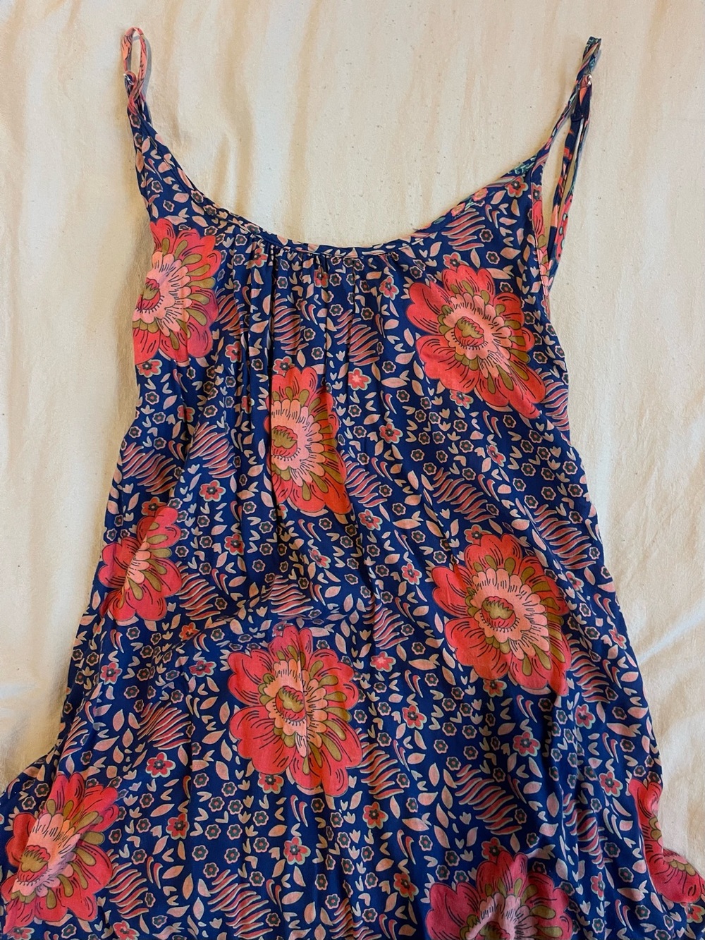 Flynn Skye Navy Floral Backless maxi Dress with Pink & Coral Blooms